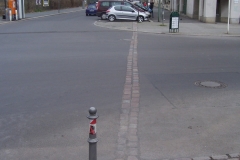 Marker of where the Berlin Wall used to be.